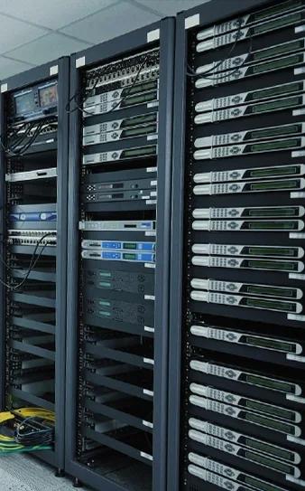 Server racks in datacenter