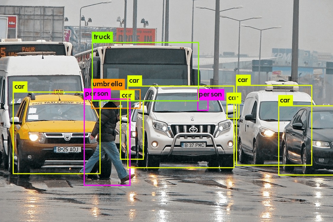 Vehicle and object detection from self-driving car.